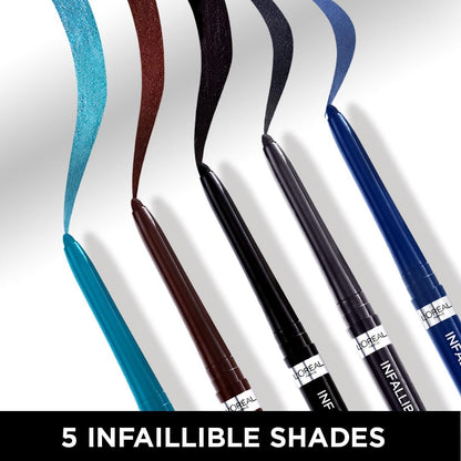 L'Oréal Paris Gel Eyeliner Pencil, Intense Black Eye Liner with Long-lasting Colour, up to 24H Wear, Infallible Grip Gel Automatic Eyeliner, Intense Black