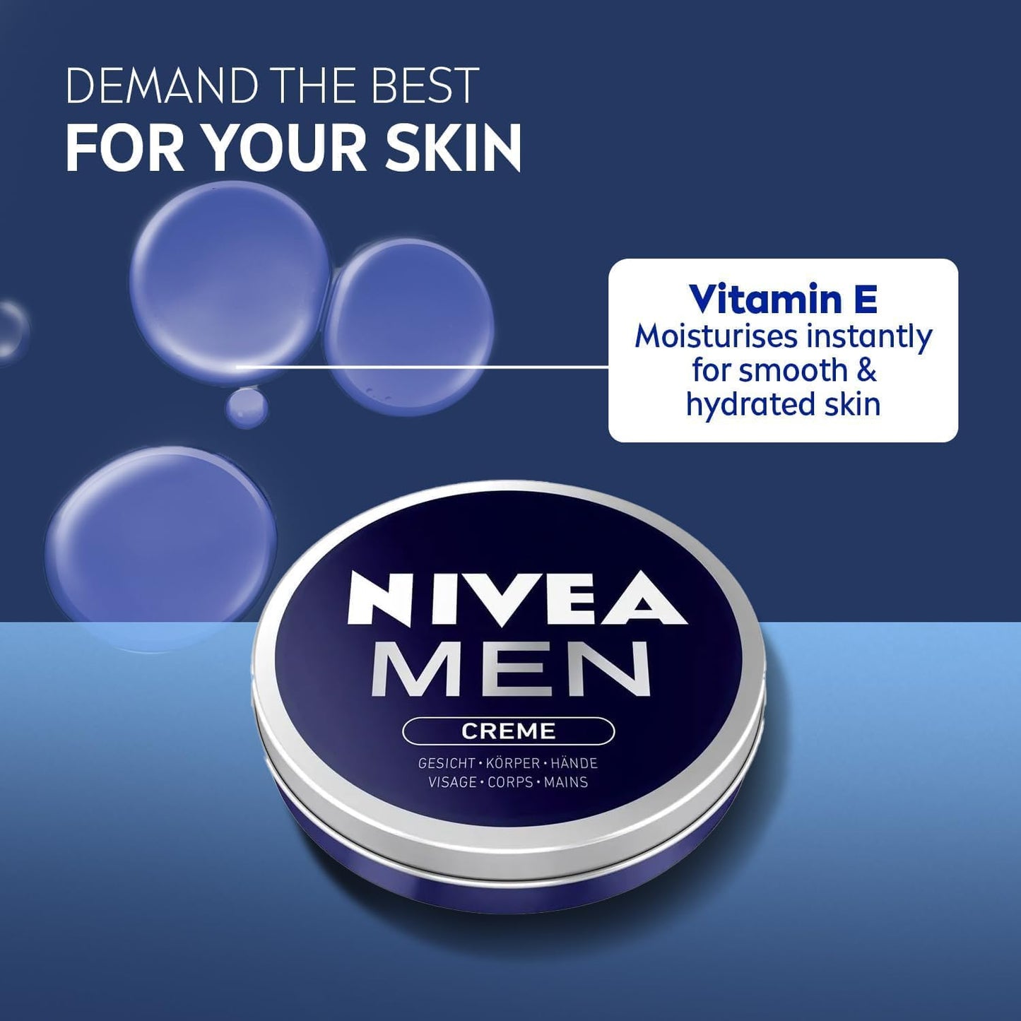 NIVEA MEN - Crème Moisturiser - Face, Hand &amp; Body Cream - Enriched With Aloe Vera &amp; Vitamin E - Cares &amp; Hydrates - Non-Greasy - Absorbs Quickly - All Skin Types - 150 ml