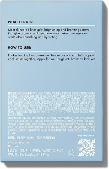 e.l.f. The Hottest Drops Duo, Holy Hydration Thirst Burst &amp; Bronzing Drops, For Dewy, Glowy &amp; Sun-Kissed Finish, With Hyaluronic Acid &amp; 5% Niacinamide, Vegan &amp; Cruelty-Free, Travel-Size