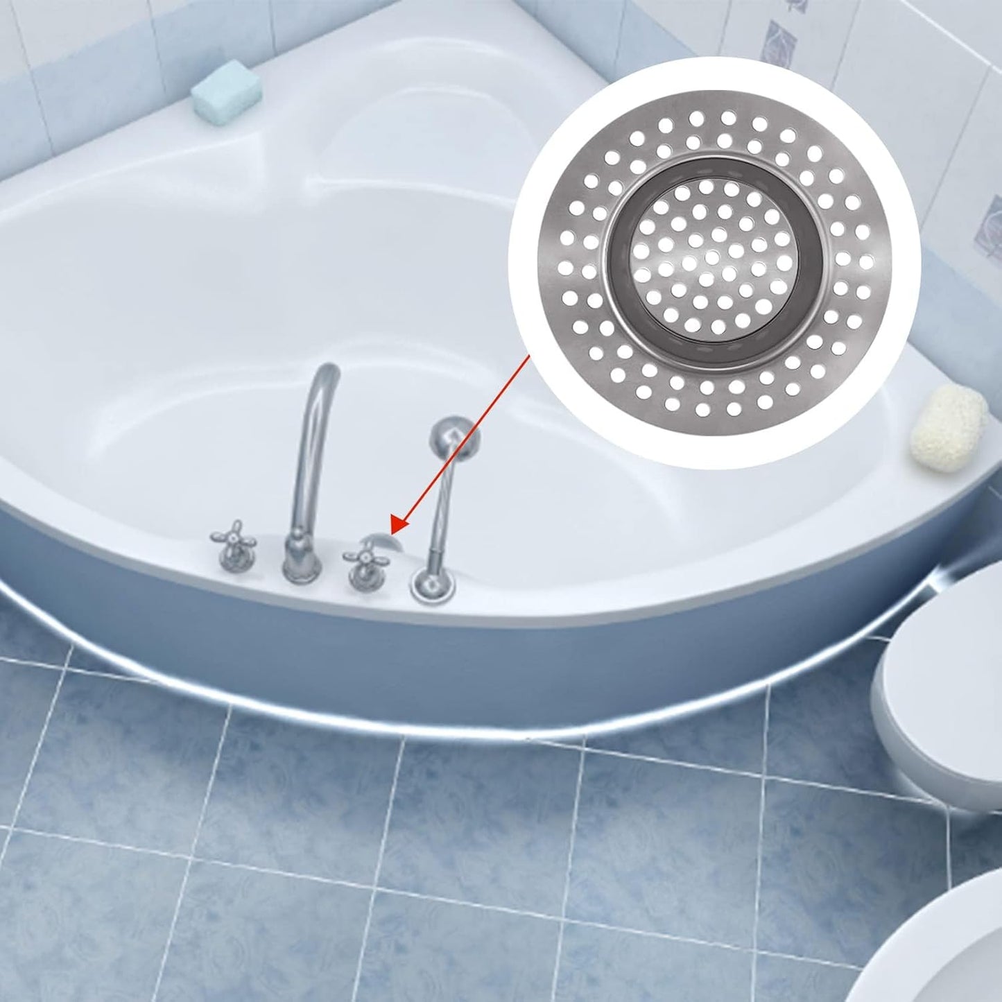 2 PCS Stainless Steel Kitchen Sink Strainer Plug, Sink Sieve Shower Drain Cover Plug Hole Sink Tub Strainer, 77mm Standard Strainer Drain Protector Hair/Food Catcher for Bathroom,Kitchen,Shower
