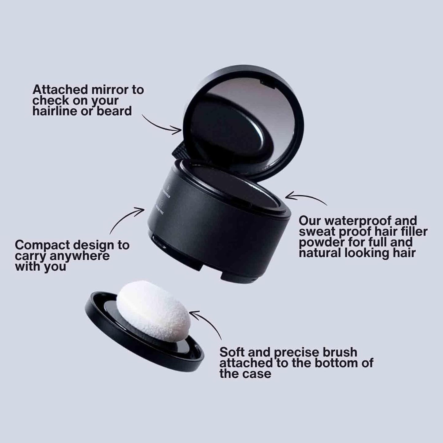 Hairbear Hair Filler, Hairbear Hair Filler Powder, Will Cover Up Any Thinning Areas, BlissaeHair Filler Powder, HairlinePowder Stick Root Cover Up for Women and Men (Black, 1)