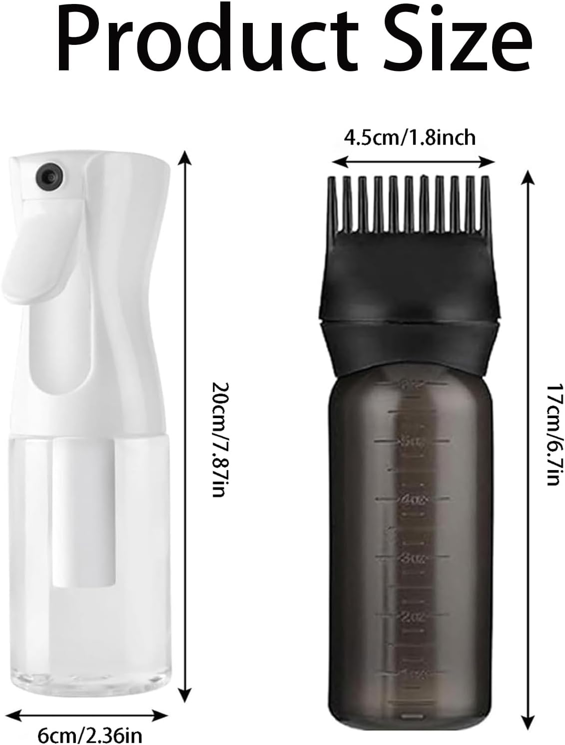 Hair Spray Bottles with Comb Applicator,2 PCS 200ml Continuous Fine Mist Water Sprayer Hair 170ml Oil Root Comb Bottle for Styling Plants Cleaning for Salon Hairstyling Plant Watering Cleaning