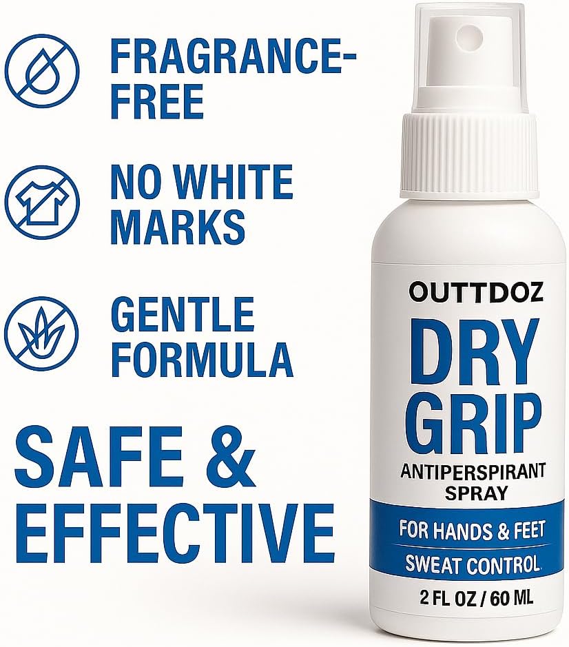DryGrip Antiperspirant Spray for Hands and Feet – Extra Strength Sweat Control with 15% Aluminum Chloride – Grip Enhancer for Climbing, Gymnastics, Weightlifting, Dance and Sports (1 Pack)