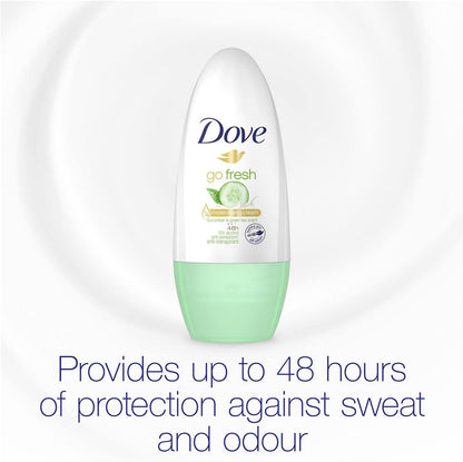 6 x Dove 48H protection Anti-perspirant Roll On 50 ml - Cucumber &amp; Green Tea