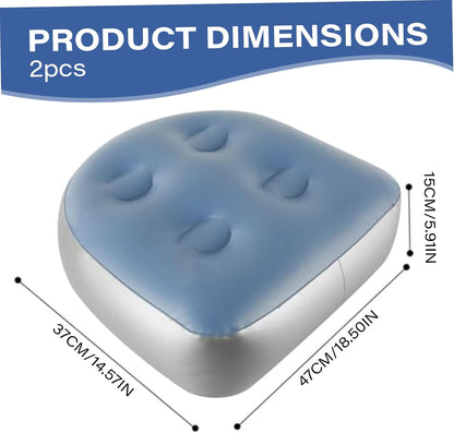 Bathtub Cushions, 2Pcs Inflatable Booster Seat 18.5x14.6x5.9'' Spa &amp; Back Support Inflatable Hot Tub Seat with Suction Cup Hot Tub Seat PVC Hot Tub Booster Seat for Adults, Blue