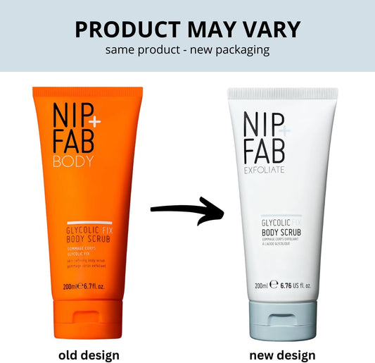 Nip + Fab Glycolic Fix Body Scrub, Made in the UK, Exfoliating Treatment with Glycolic Acid, 6.76 oz (200 ml), Smooths and Refines Skin, Ideal for Rough and Bumpy Skin, For Radiant Skin