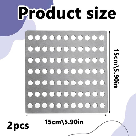 2Pack Steel Rustproof Square Drain Covers - Mesh Drainage Covers with Stainless Steel Swirl Design for Shower &amp; Garden Leaf Guard