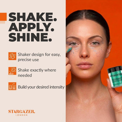 Stargazer Green Body Glitter Shaker - Fine Sparkle for Face, Body, Eyes, Hair &amp; Nails - Festival &amp; Party Makeup - Cruelty-Free