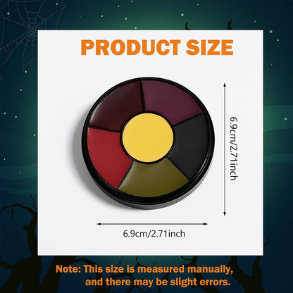 6 Color SFX Bruise Wheel – Professional Halloween Face Paint Kit, Non-Toxic Oil-Based Makeup with Fake Blood, Zombie &amp; Injury Special Effects Palette for Cosplay &amp; Festivals
