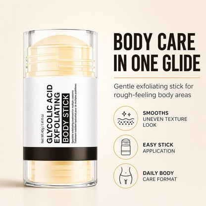 Glycolic Acid Exfoliating Body Stick, Glycolic Acid Stick, Body Exfoliator - Shea Butter Body Care Balm for Rough, Dry, Uneven Texture - Lightweight Non-Greasy Care for Underarms,Elbows, Knees 40g