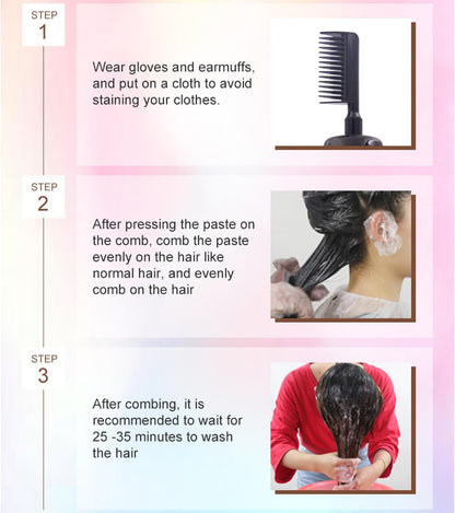 3-in-1 Comb Portable Hair Dye Brush with Integrated Brush Head, Instant Hair Root Touch-Up Stick, Hair Colour Stick for Women Men Party Wedding Meeting Outdoor Travel Social