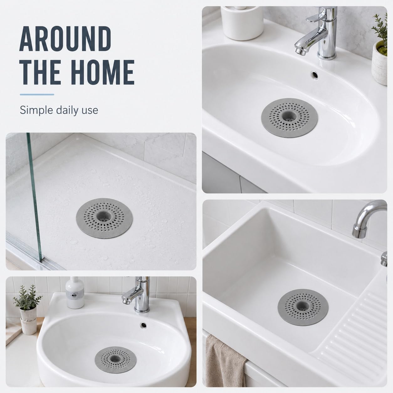 Shower Drain Hair Catcher Trap 3 PCS – Raised Dome Silicone Sink Strainer with Micro Holes – Anti Clog Bath Plug Hole Cover Filter for Bathtubs and Showers