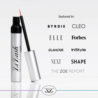 LiLash Purified Eyelash Serum for Longer &amp; Fuller-Looking Lashes - Eyelash Enhancer, Safe for Use with Contacts, Lash Extensions, Sensitive Eyes - Vegan &amp; Cruelty-free (2mL, 90-Day Supply)