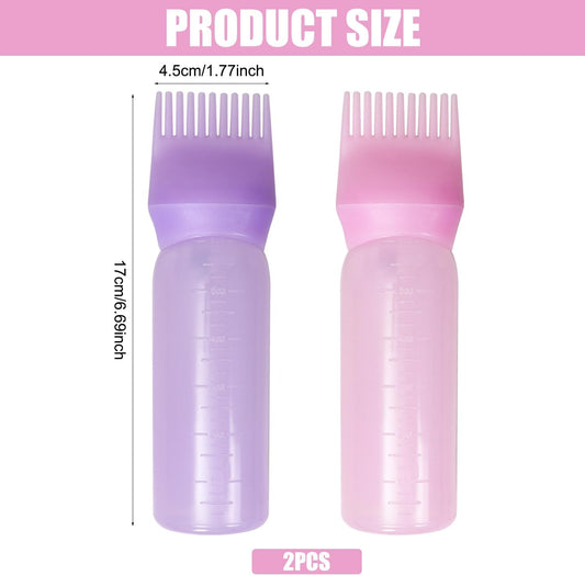 Hair Oil Applicator - 2 in 1 Root Comb &amp; Scalp Treatment Bottle with Graduated Scale for Salon &amp; Home DIY