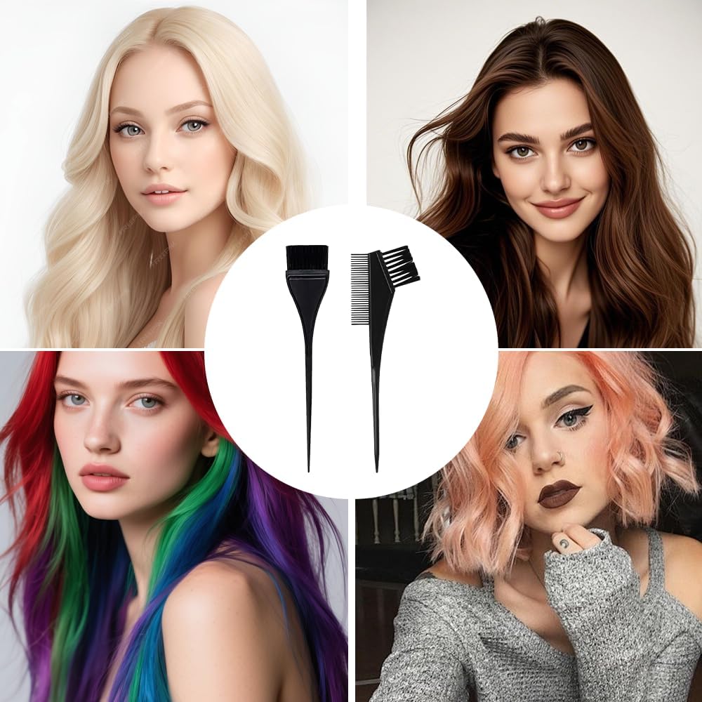 Aeuezxx Hair Hair Coloring Brush, 4 Pcs Hair Dye Brush Set, Tinting Brush, Hair Dyeing Brush, Double Sided Tint Brush, Suitable for DIY Hair Dyeing ﻿