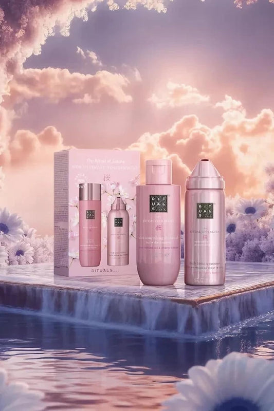 Rituals The Ritual of Sakura Ultimate Nourishment Kit with Shower Oil 75ml and Body Lotion Mousse 50ml, Beauty Gift Set