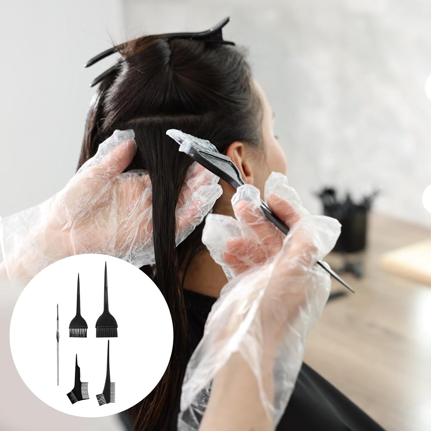 1 Pcs Silicone Pre-Punched Hair Highlighting Cap for Colouring and | Streaking, with 5 Coloring Brushes and 1 Needle, for Salon