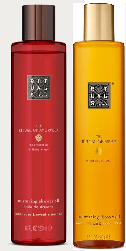 Rituals of Mehr Shower oil Sweet Orange &amp; Cedar Wood &amp; Ayurveda Indian Rose Shower Oil 200ml