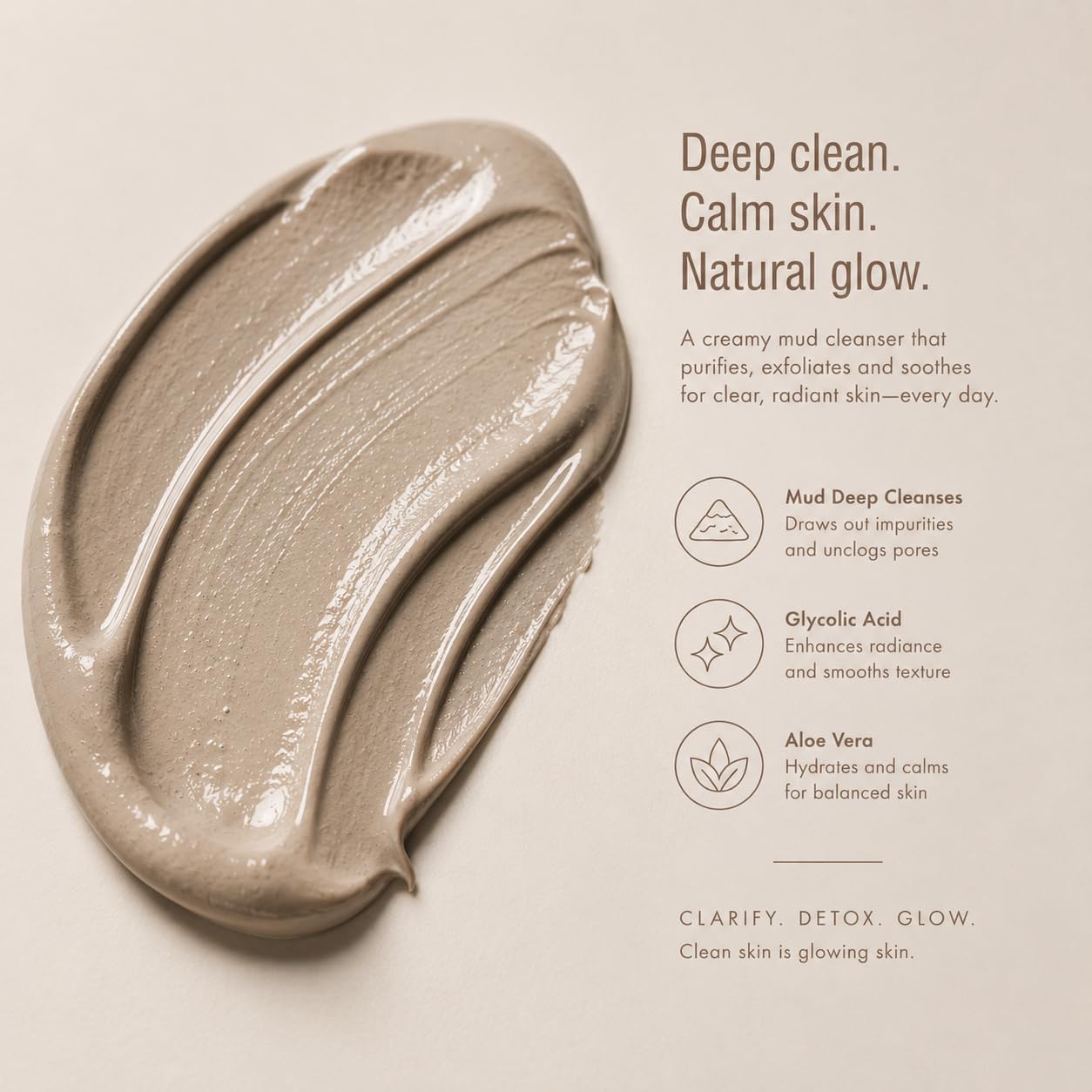 Pixi Beauty Glow Mud Cleanser | Purifying Daily Cleanser with 5% Glycolic Acid | Gently Exfoliates &amp; Purifies Without Stripping | Deep Pore Cleanse &amp; Brighten | 4.57 fl. oz / 135 ml