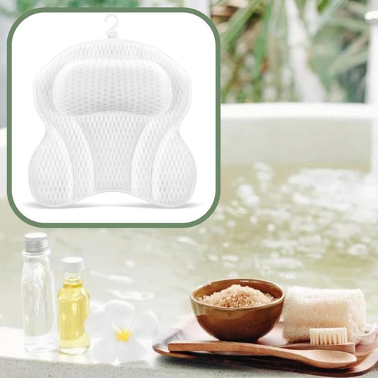 Luxury Bath Pillow Cushion Ergonomic pillow with 4D Air Mesh Technology and 6 Suction Cups Helps Support Head Neck Back Shoulder Fits All Bathtub Hot Tub and Home Spa UK brand