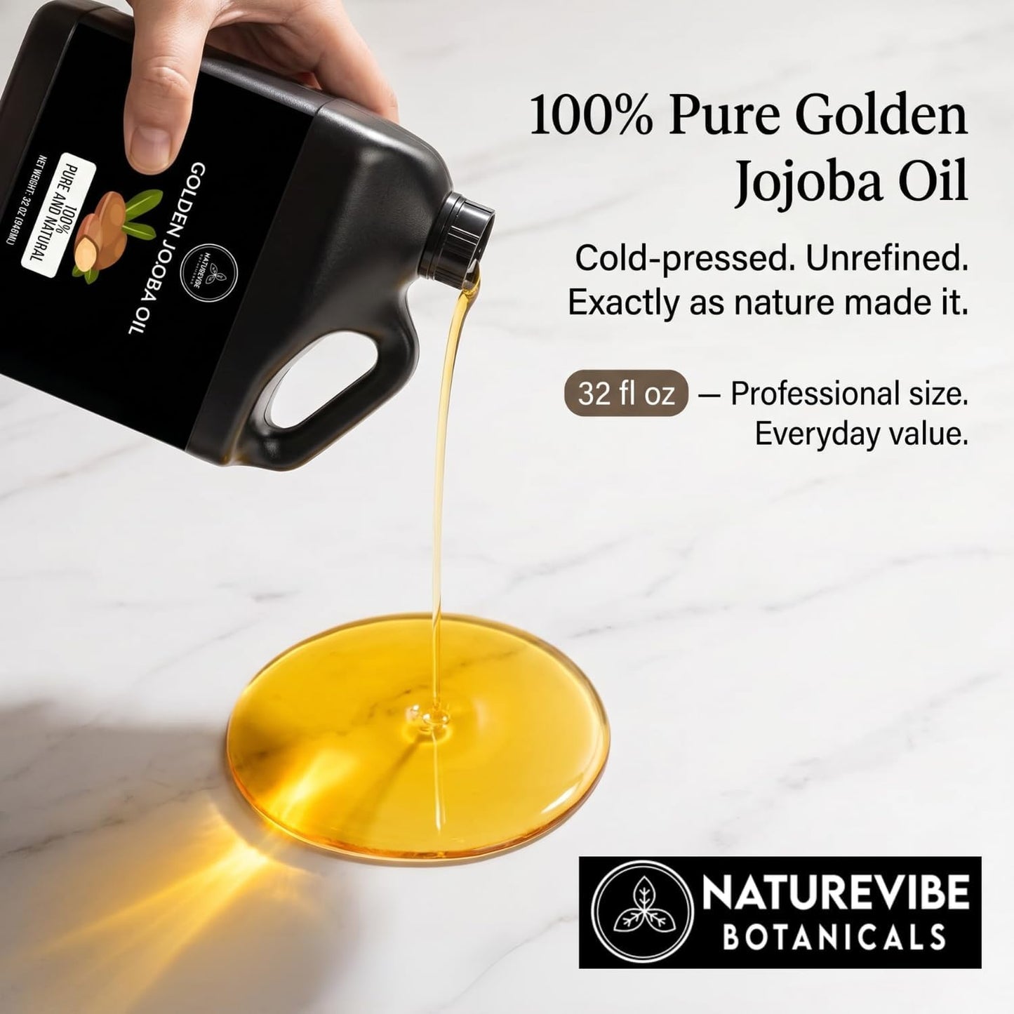 Naturevibe Botanicals Jojoba Oil 946ml | 100% Pure and Natural | Great for Skin Care and Hair Care
