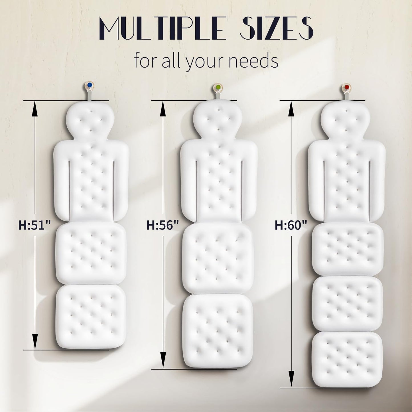 Full Body Bath Pillow for Bathtub, Thick Bathtub Cushion, Luxury Tub Pillow for Bath for Headrest Neck and Back Support White 130 X 41CM