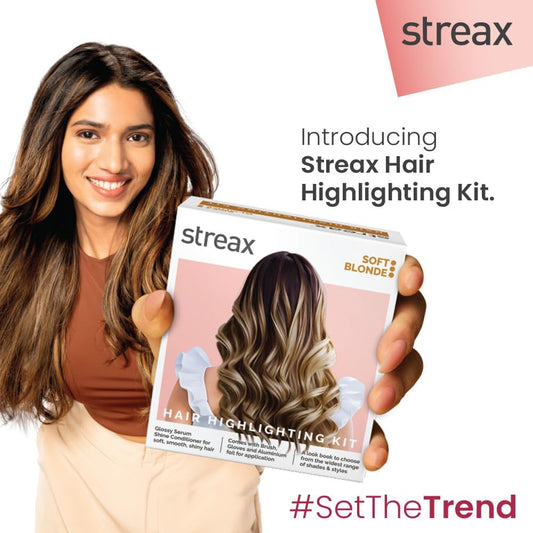 Streax Hair Colour Highlight Kit | Blonde, Soft Blonde - Pack of 1 | Enriched With Walnut &amp; Argan Oil | For Women | Rich, Vibrant, Easy to Use, DIY Application