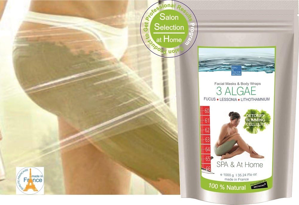 bleu &amp; marine Bretania - 3 Seaweed Body Mud Wrap 1KG | Skin Rejuvenation | Detoxifier | Inch Loss Body Wrap | Rich in Vitamins and Minerals, Size: 1 kg (Pack of 1)
