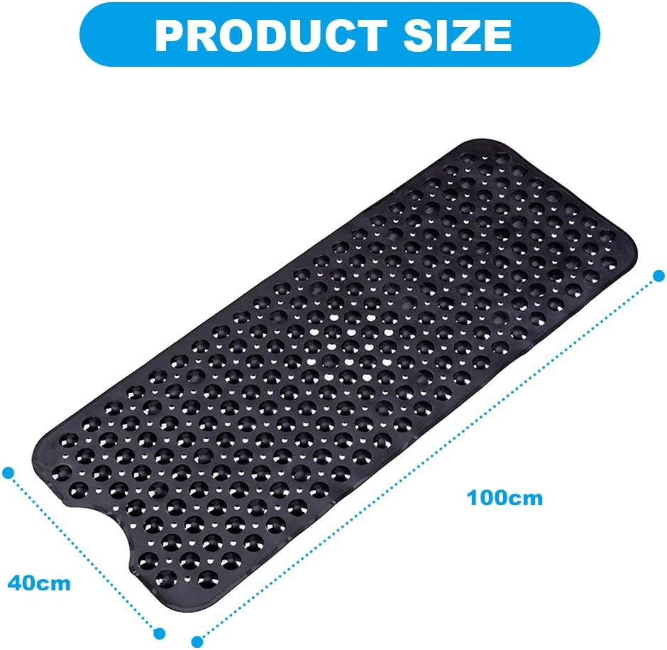Armo® Transparent Anti Slip Shower Bath Mat Strong Mould &amp; Mildew Bathroom Mat PVC Mat Washable Bath Mat 70CM x 38CM (Black)