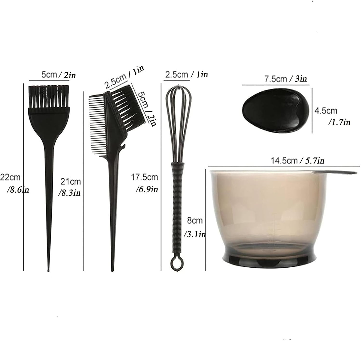 Hair Dye Bowl and Brush Kit - Hair Dying Tools Kit, 5 Pcs Tools for Hair Colouring DIY Salon Hair Coloring Bleaching Tools, including Dye Bowl, Dye Brush, Double-Sided Brush, Mixing Rod, Ear Cover