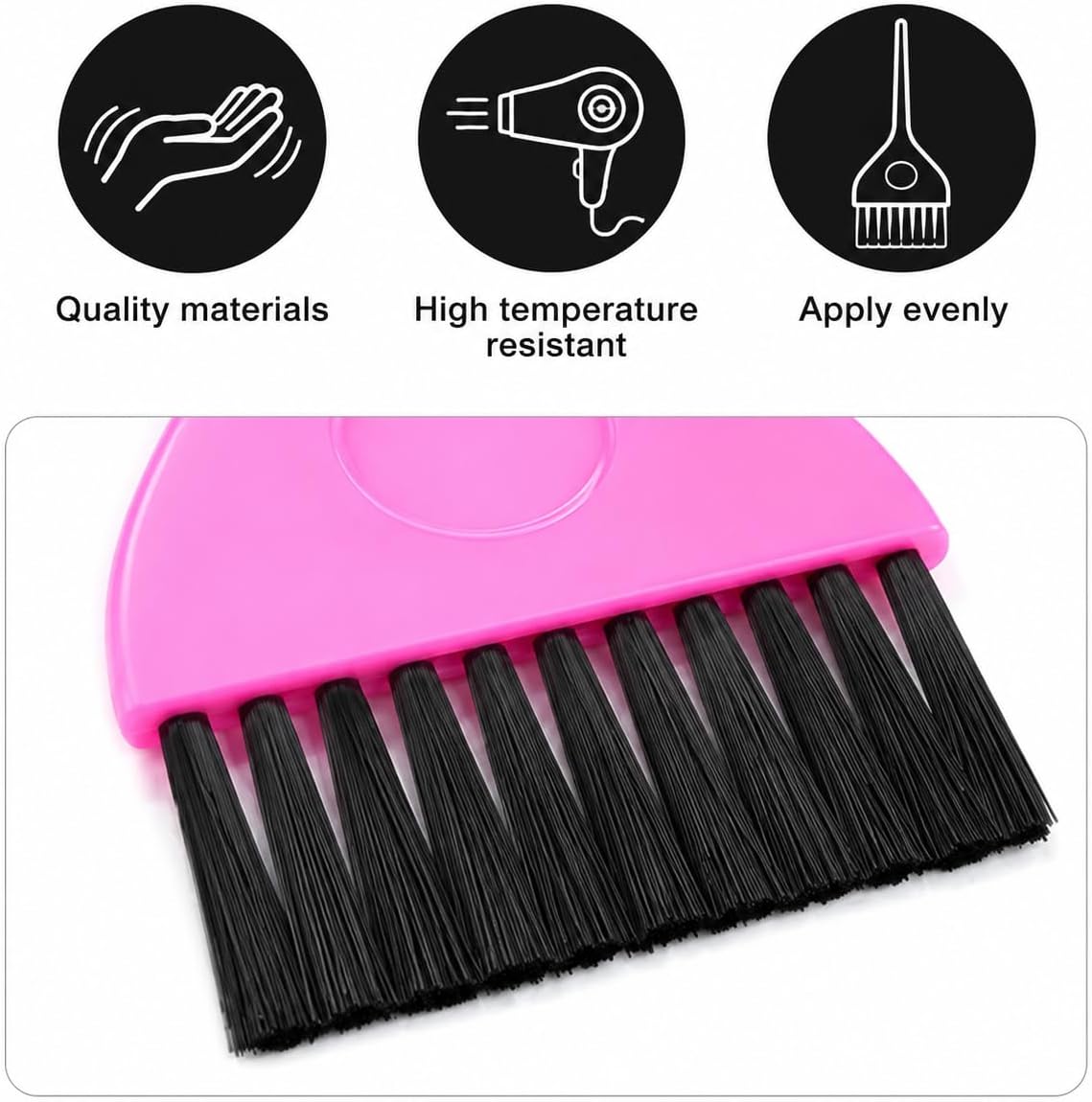 3 Pack Hair Dye Brush Set, Professional Tint Brush Hairdressing Tools with Tail Comb, Nylon Bristles Applicator for Salon &amp; Home DIY, Tinting, Highlighting &amp; Root Touch-Up (Blue Pink Black)