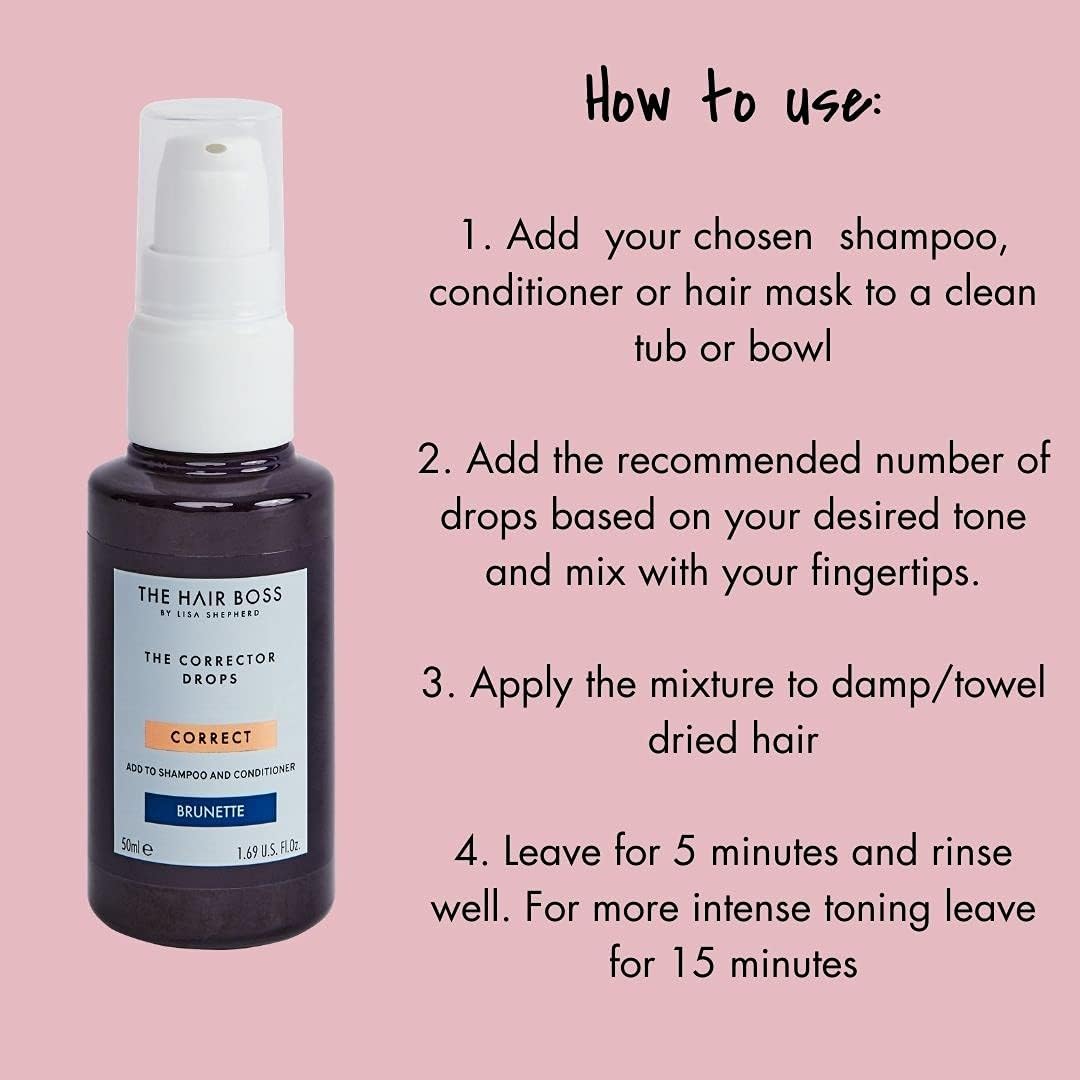 THE HAIR BOSS BY LISA SHEPHERD Brunette Corrector Drops to Add to Shampoo and Conditioner, 50ml