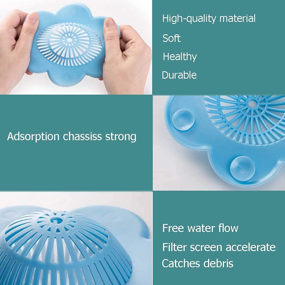 Hair Catcher Silicone Hair Stopper Shower Drain Covers, Bathtub and Shower Drain Protectors with Suction Cups Suit for Bathroom Bathtub and Kitchen 4 Pack