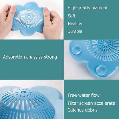 Hair Catcher Silicone Hair Stopper Shower Drain Covers, Bathtub and Shower Drain Protectors with Suction Cups Suit for Bathroom Bathtub and Kitchen 4 Pack