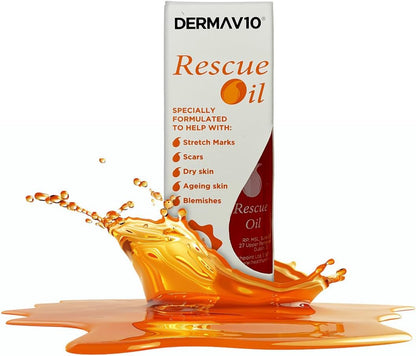 Healthpoint Derma V10 Rescue Oil, Reduce Appearance Of Stretch Marks Scar Tissue, Dry, Dehydrated Skin, After Sun, Ageing, Blemishes, Clinically Tested, Paraben Free, Vegan Friendly, Made In The UK