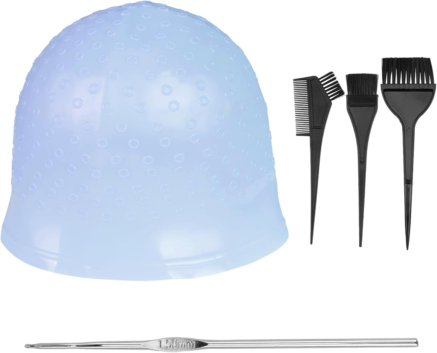 Punched Hole Silicone Highlight Hair Cap with Needle Brushes, 5 PCS Highlight Hair Cap Kit, Reusable Professional Salon Silicone Highlighting Frosting Tools for Women Men Professionals