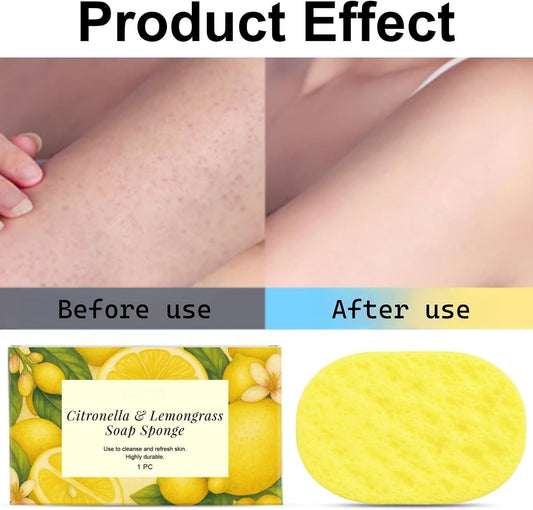 Citronella &amp; Lemongrass Soap Sponge,Exfoliating Bath Sponge for Body Wash,Shower Sponges for Women &amp; Men,Body Wash Sponges,Body Exfoliating Sponge,Natural Sea Sponge for All Skin Types