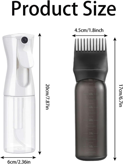 200ml Hair Oil Applicator Bottle,Spray Bottles for Hair Continuous Ultra Fine,Spray Bottle Hair for Curly,Root Comb Applicator Bottle for Hair Colouring and Conditioning