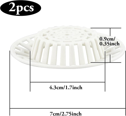 2 Pcs Plastic Sink Strainer, White Drain Hair Catcher Hair Plug Hole Plastic Lightweight Sink Filter Hair Trap Catch Waste Filter Plug Drain Filter Hair Stopper for Kitchen Bathroom Bathtub Shower