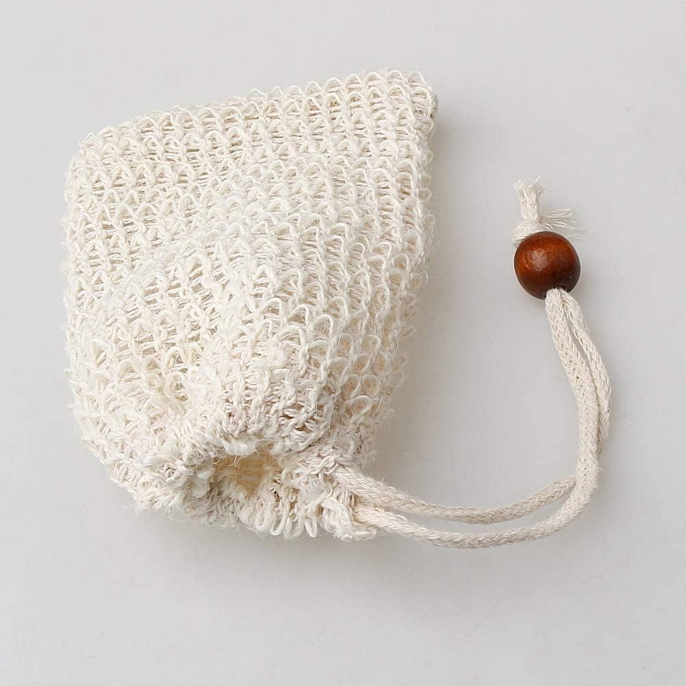 nuoshen 2 pcs Sisal Soap Bag, Natural Organic Soap Bag Exfoliating Soap Saver Pouch with Drawstring for Foaming, Drying Soaps, Exfoliation