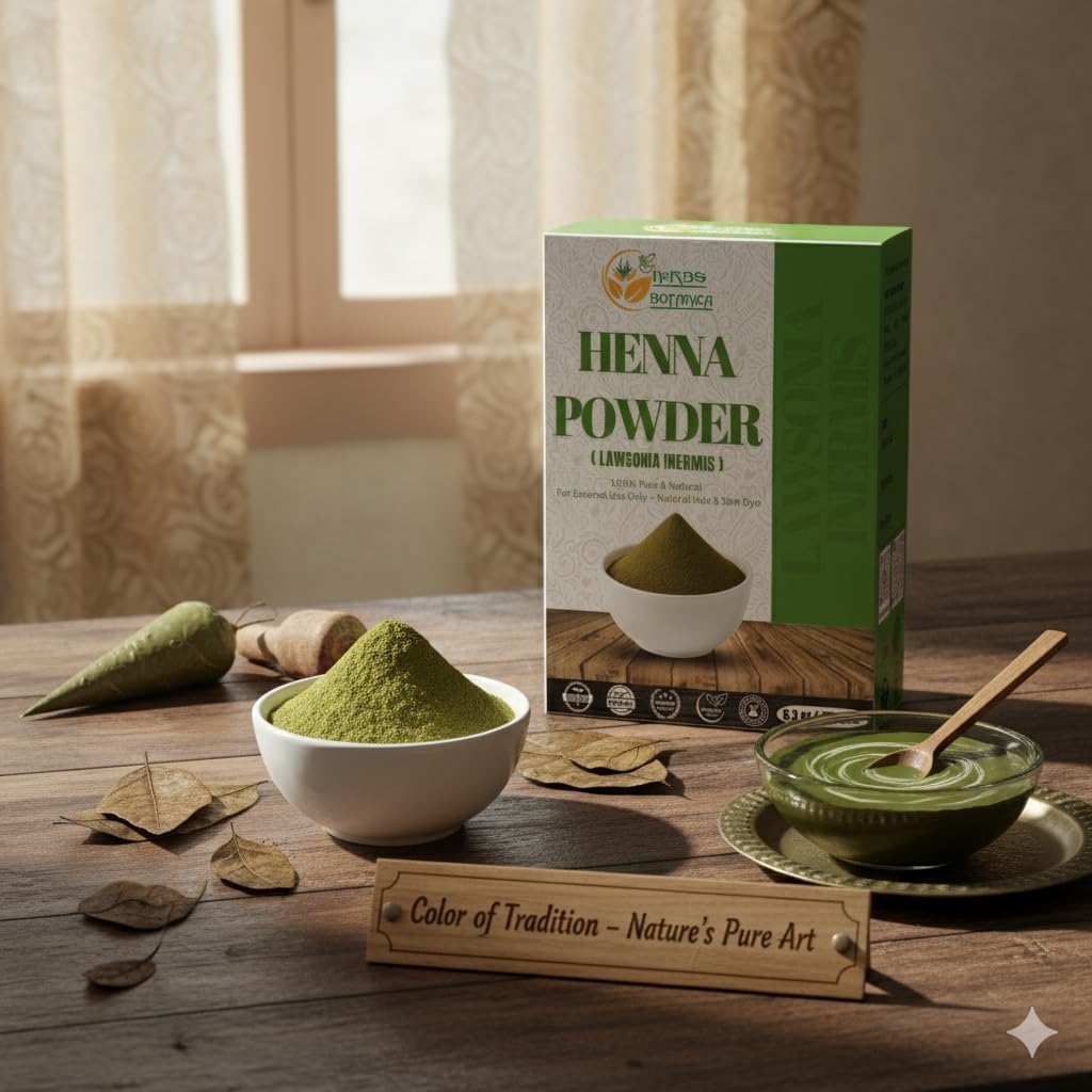 Herbs Botanica Organic Henna Powder For Hair Color 100% Pure Give Natural Color, Hair Dye Grown And Cultivated In Rajasthan 100% Chemical Free 150 Gms / 5.3 Oz Pack