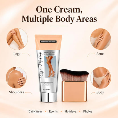 Leg Makeup With Brush, Body Concealer, Full Coverage Makeup – Water-Resistant Transfer-Resistant Cream for Uneven Tone, Natural Finish Leg &amp; Body Makeup for Summer Events, 100ml