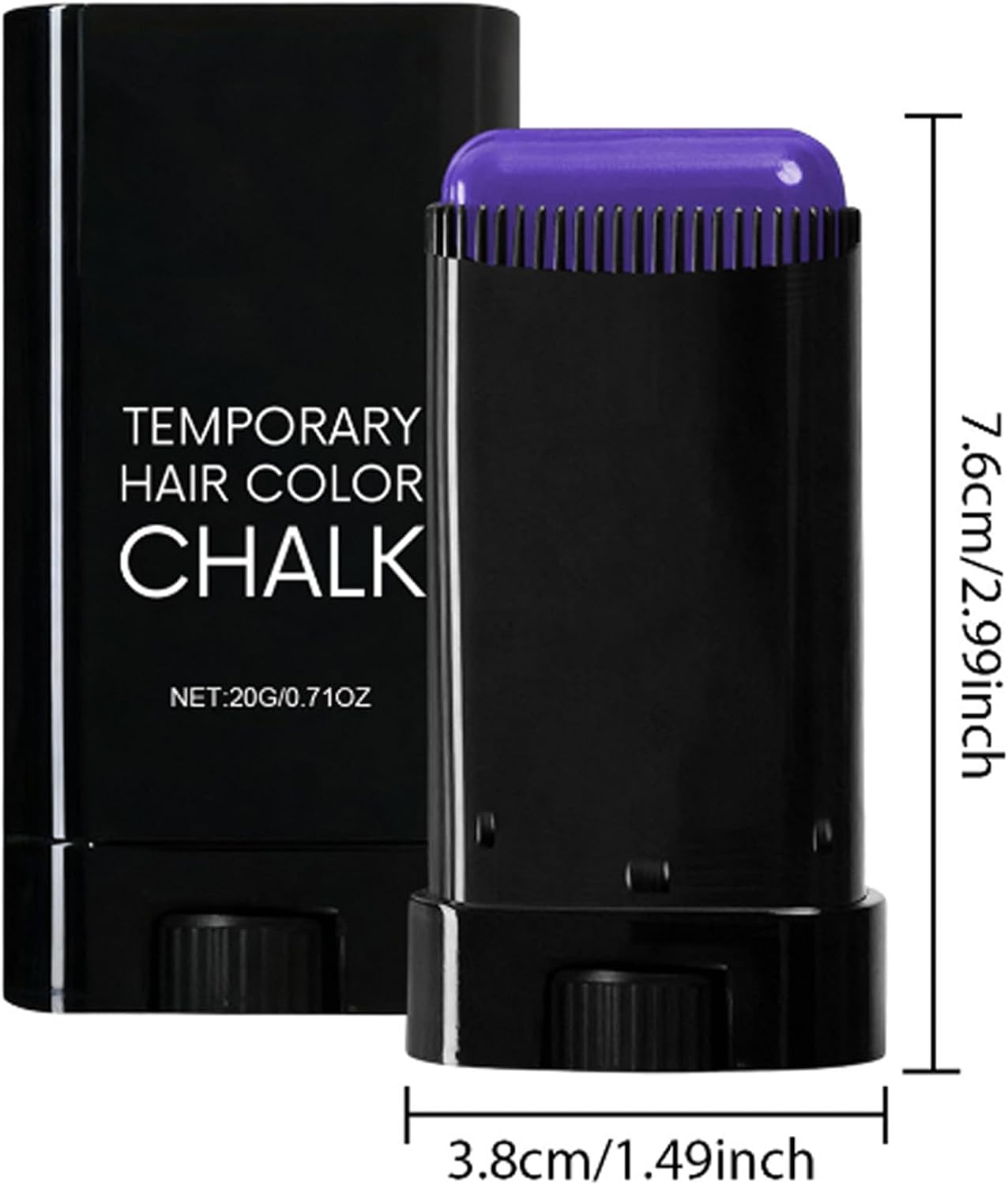 Purple Temporary Hair Colour Stick Comb, Retractable Washable Hair Chalk for Instant Styling, Halloween, Cosplay, Parties, Festivals &amp; Creative Looks (Purple)