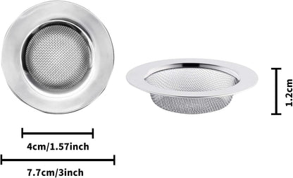 2pcs Stainless Steel Kitchen Sink Strainer Plug,Sink Strainer for Shower,Bathroom Hair Filter Catcher Drain Cover Kitchen Sink Plug Strainer Hole Cover for Bathroom,Kitchen(External Diameter 77mm)