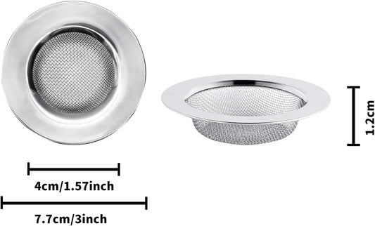 2pcs Stainless Steel Kitchen Sink Strainer Plug,Sink Strainer for Shower,Bathroom Hair Filter Catcher Drain Cover Kitchen Sink Plug Strainer Hole Cover for Bathroom,Kitchen(External Diameter 77mm)