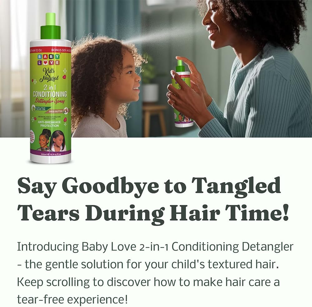 BABY LOVE KIDS NATURAL 2-IN-1 SHEA BUTTER CONDITIONING DETANGLING SPRAY 500ML