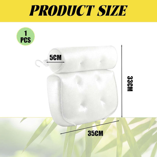 1pc Bath Pillows for Head and Neck, Bath Pillow for Bathtub with 6 Non-slip Suction Cups, Suitable for Soft Bathtub Pillow for Relaxing Baths - White, 35x33x5cm