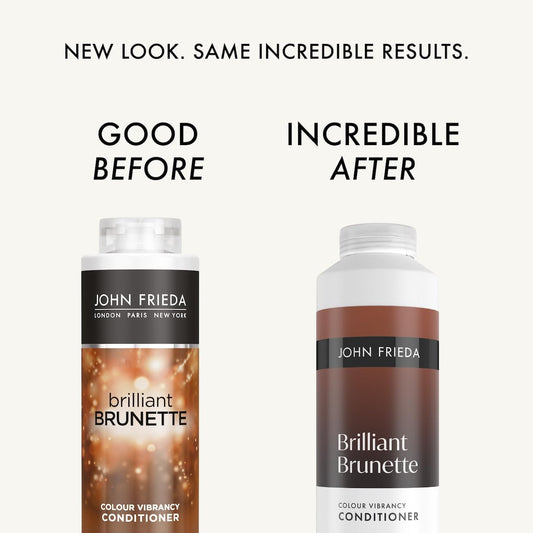 John Frieda Brilliant Brunette Colour Vibrancy Conditioner 500ml | For Brown Hair, Colour Treated Hair, Glossy Vibrancy