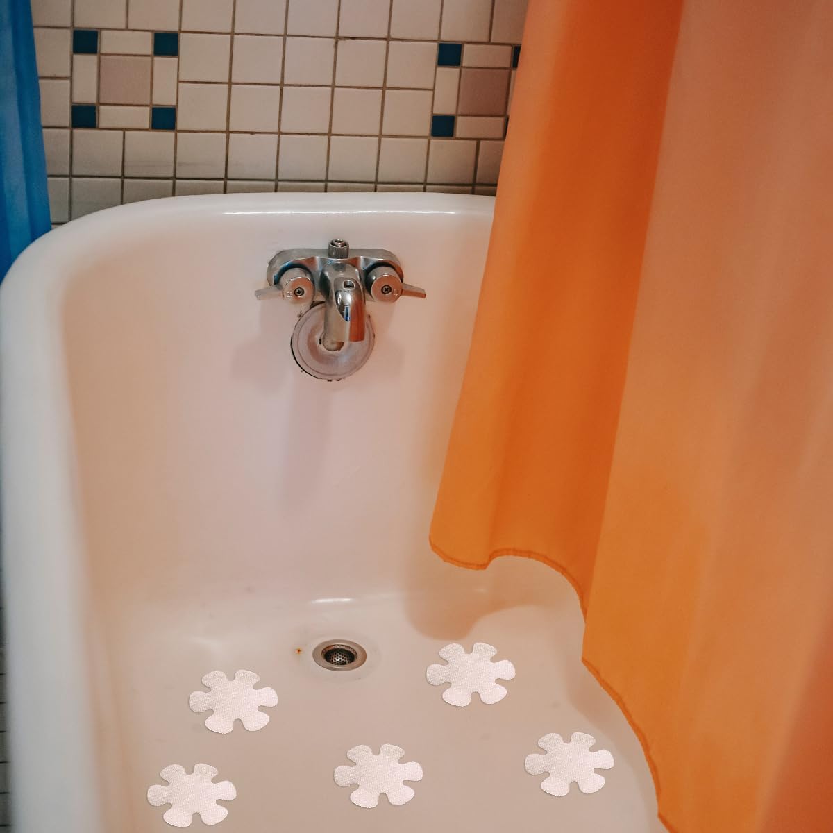 Jagowa 20-Piece Non-Slip Flower Bath Stickers - Slip-Resistant Safety Shower Treads with Self-Adhesive Backing for Flooring and Mat, Protects Against Slips and Falls