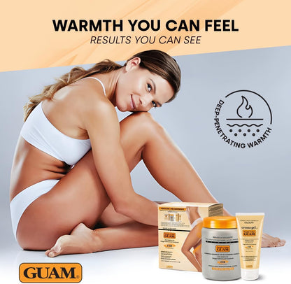 GUAM FIR Seaweed Mud Anti Cellulite Treatment + Tourmaline Cellulite Cream Gel Set, Body Leg &amp; Tummy Tightening Duo, 1kg Hot Body Wrap &amp; 250ml Slimming Mud Gel, Skin Firming and Smoothing Care